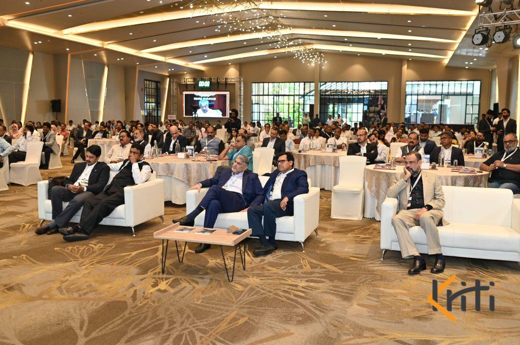 Wide shot of event stage with professional lighting