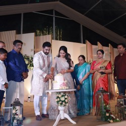 Elegant wedding stage setup and floral decorations