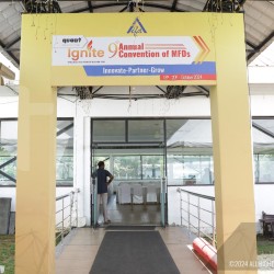 Custom corporate branding and event stage design by Kriti Events