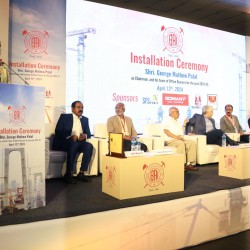Professional stage setup and seating for corporate seminar by Kriti Events