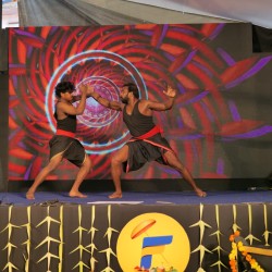 Close-up of event branding on digital display