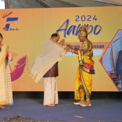Event organizer providing instructions to staff