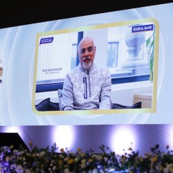 Modern networking and lounge area setup for a professional business conference